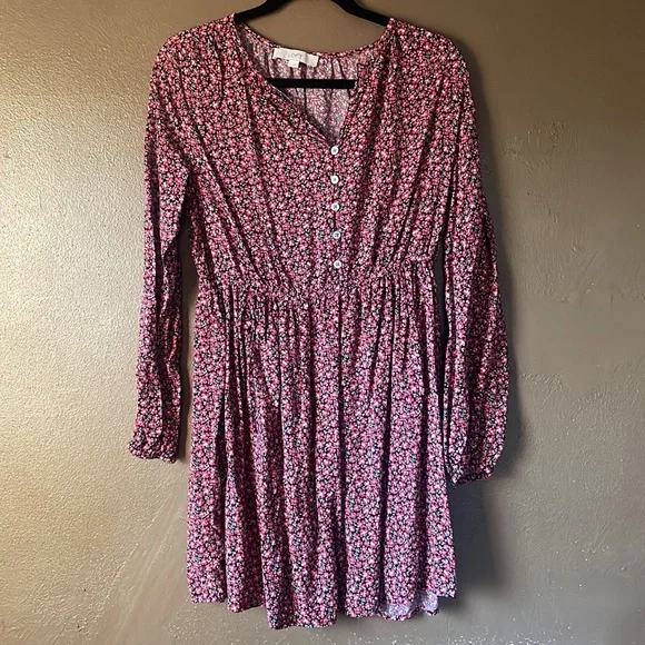 chinese dress ladies Long Sleeve Ditsy Floral Dress – Two Sisters Boutique main image 1